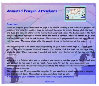 Smartboard Attendance Animated Penguin Attendance